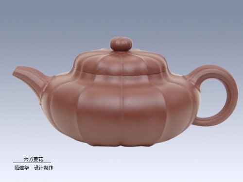 范建华紫砂壶 六方菱花 原矿紫泥