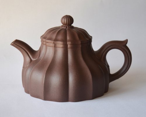 许军紫砂壶 菱花 原矿紫泥
