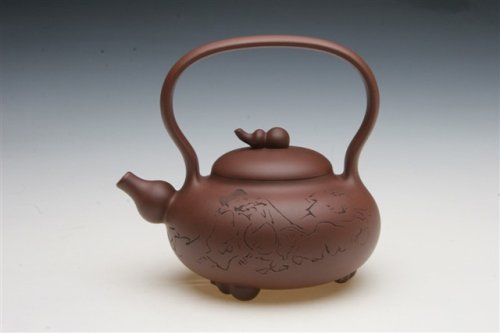 陈洪平紫砂壶 葫芦提梁-范曾 原矿紫泥