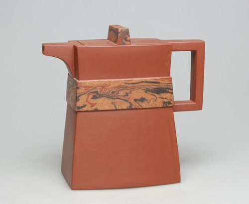 范建军紫砂壶 刀布壶——印象絞坭方壶系列之二 原矿底槽清