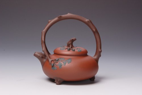 范颖紫砂壶 银杏提梁壶 原矿清水泥