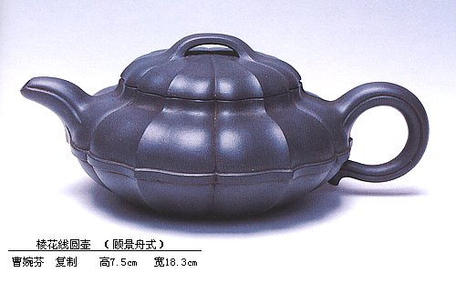 曹婉芬紫砂壶 棱花线圆壶 原矿墨绿泥