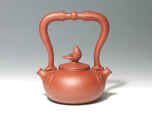 王杏坤紫砂壶 双鱼提梁 原矿清水泥