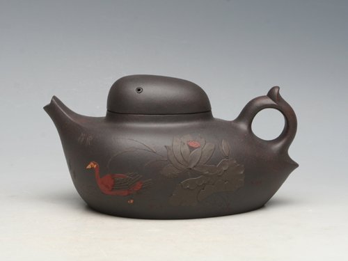 邹辉紫砂壶 全手工鸭知春 原矿黑泥