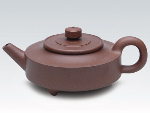 汤鸣皋紫砂壶 扁石 原矿紫泥