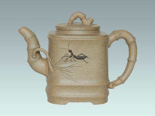 吴勇紫砂壶 四方竹段 本山绿泥