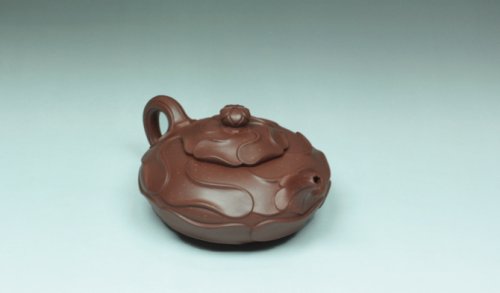 陈洪平紫砂壶 翻盖风卷葵 原矿紫泥