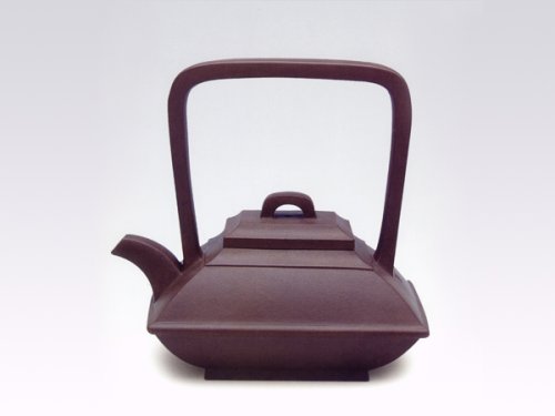 汤鸣皋紫砂壶 长方提梁合欢 原矿紫泥