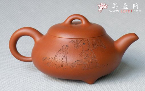 紫砂壶图片：满盖石瓢壶 - 美壶网