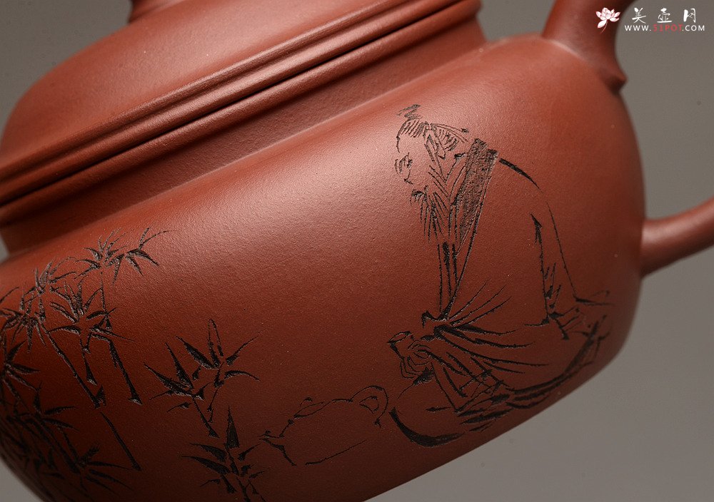 紫砂壶图片：高路装饰 詹黎明全手作品 线轮 炮管直流 杀茶利器  - 美壶网