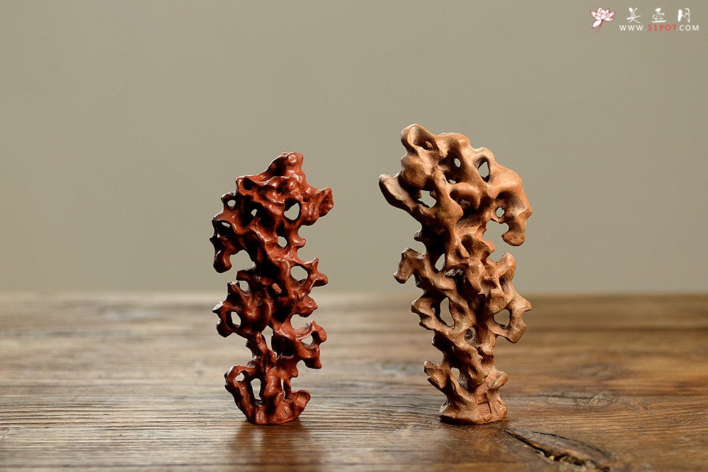 紫砂壶图片：施奇华全手文房假山~紫砂太湖石文房雅玩 - 美壶网