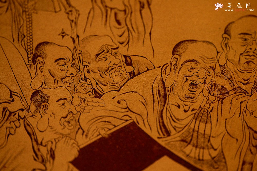 紫砂壶图片：谭华斌精心装饰 十八罗汉 壁画 送礼自珍佳作 - 美壶网