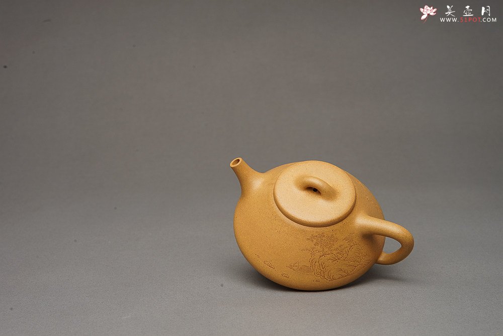 紫砂壶图片：和石装饰山水清韵 耐品回味 实用精品  全手老段子冶石瓢  - 美壶网