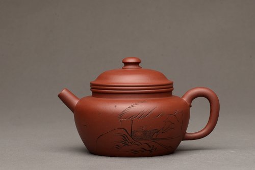 詹黎明紫砂壶 高路装饰 詹黎明全手作品 线轮 炮管直流 杀茶利器  枣红泥