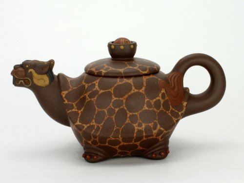 秦峻紫砂壶 七彩开片大龙龟 原矿紫泥