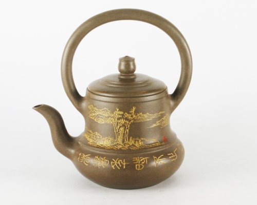 高云(大)紫砂壶 古韵提梁壶 青灰泥