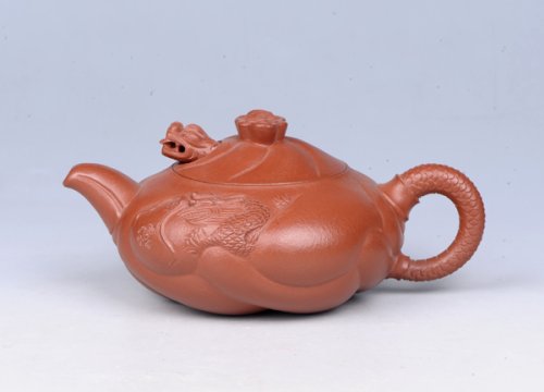 唐六琴紫砂壶 鱼化龙 原矿朱泥