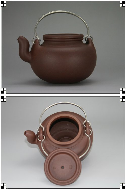 徐兰紫砂壶 蛋包提梁 原矿段泥