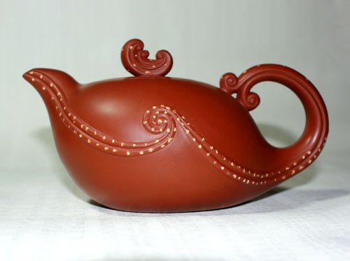 周军明紫砂壶 爱如潮水 原矿红泥