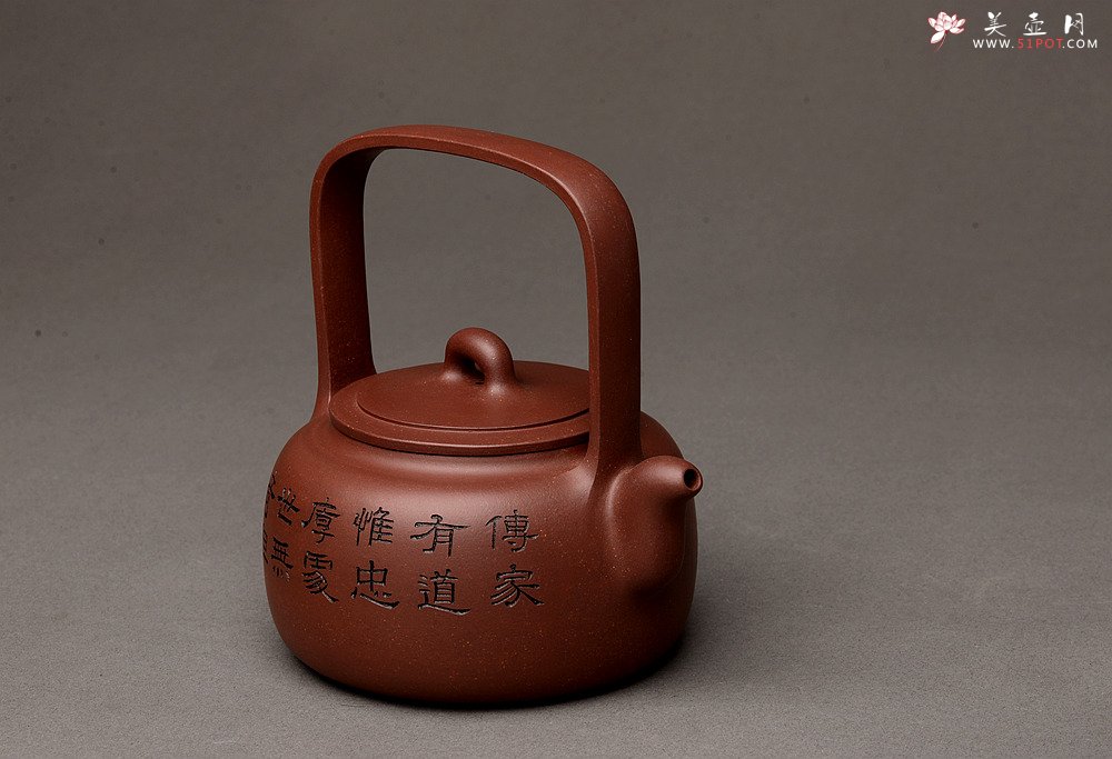 紫砂壶图片：钱建荷全手新作 环玉提梁 做工精致 浑厚大气 国助袁德波装饰  - 美壶网