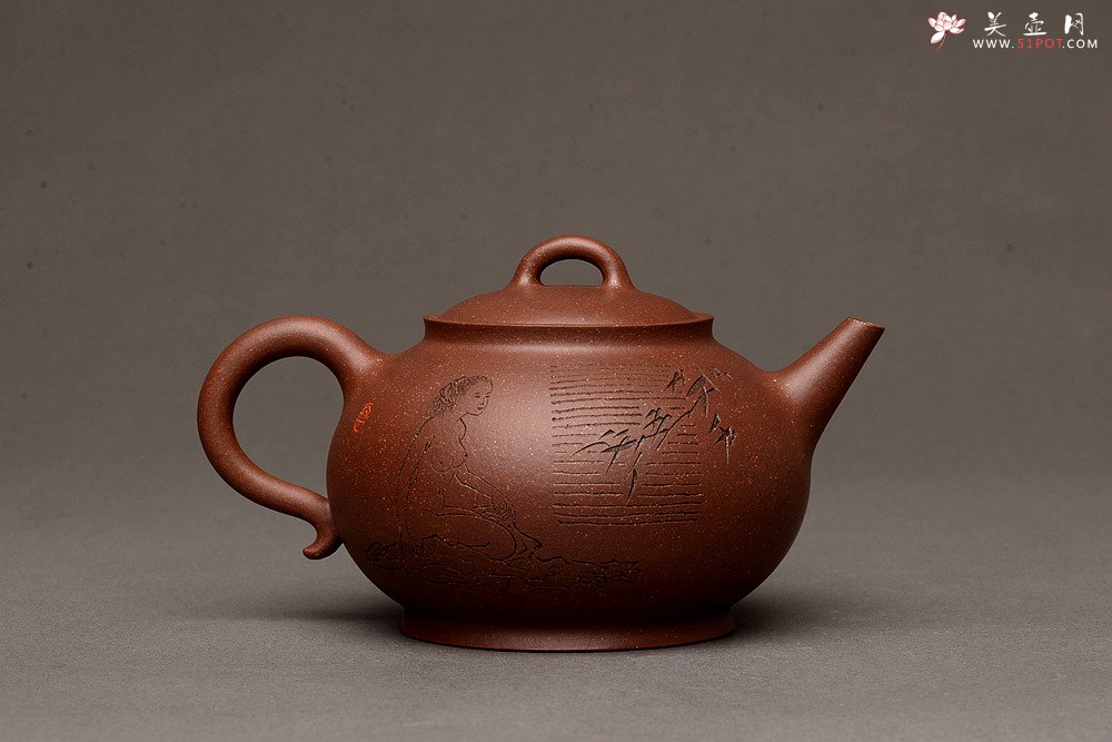 紫砂壶图片：俊秀之作 清悟 张听刚精心装饰   - 美壶网