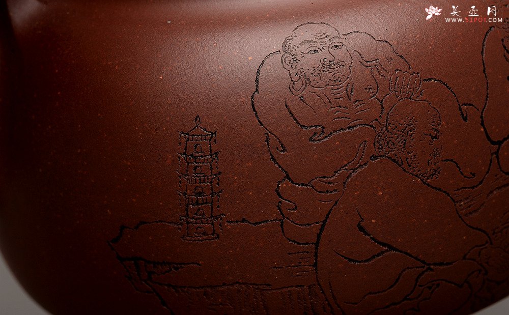 紫砂壶图片：钱建荷全手新作 环玉提梁 做工精致 浑厚大气 国助袁德波装饰  - 美壶网