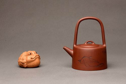 潘小东紫砂壶 陆逸舟精心装饰 素雅之作 挺拔俊秀 全手曼生提梁  原矿底槽清