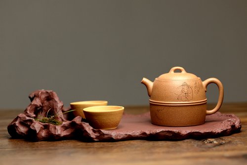 唐文紫砂壶 国助工唐文新作 至雍壶 由游心堂主人装饰 原矿段泥