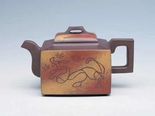 范建中紫砂壶 亚明四方 原矿紫泥