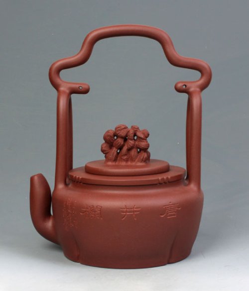 彭耀年紫砂壶 彭年静石井栏提梁 原矿清水泥