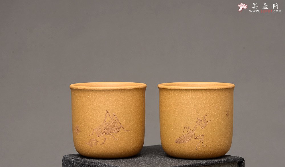 紫砂壶图片：美壶特惠 游心堂主人和知秋合作精刻 高档套组杯 6个一组 送礼自玩佳品~ - 美壶网