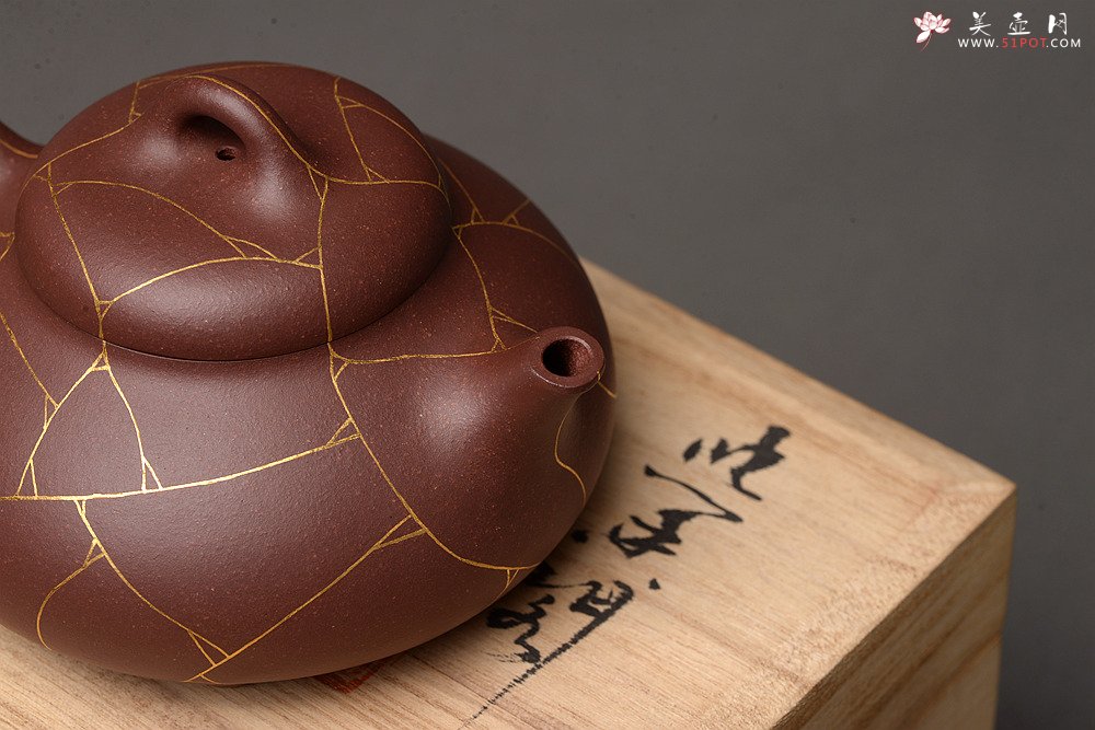 紫砂壶图片：俞欣荣新作 真金装饰 冰纹石瓢 徐家风格~ 做工精致 美壶特惠 - 美壶网