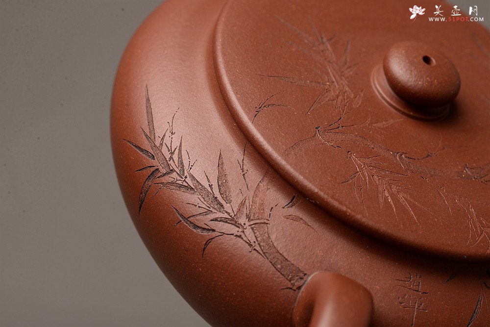 紫砂壶图片：扁翁设计 詹黎明全手制作 国师赵辉精心装饰 杀茶利器 卧云 - 美壶网