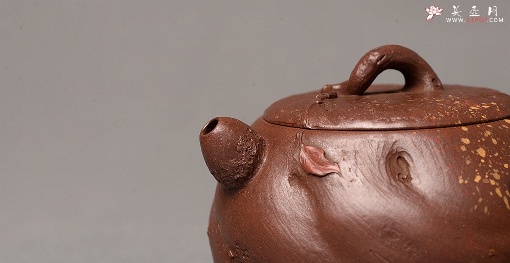 紫砂壶图片：潘丹初乙未冬全手作品 砂滴点点 随型桩 俏人小嘴 秋思 出水暴爽 - 美壶网