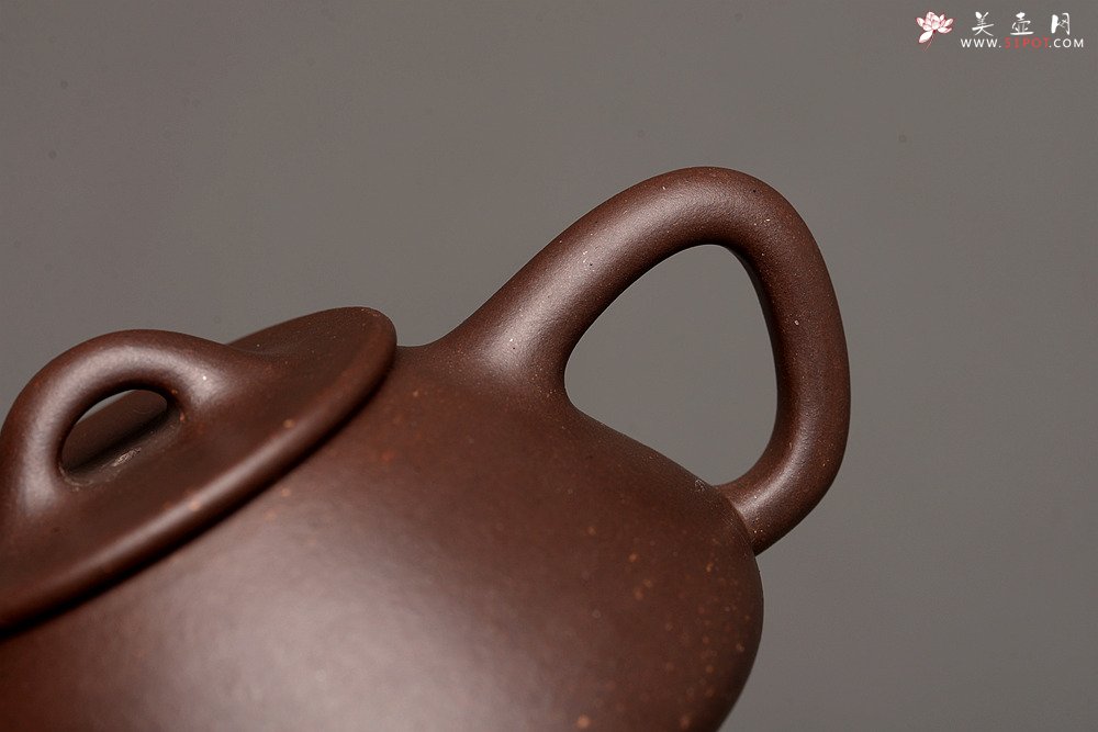 紫砂壶图片：难得老紫泥 仅此一把 周路健全手精品 骨肉均挺 全手小子冶石瓢 - 美壶网