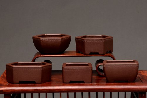 张秋平紫砂壶 张秋平全手微型花盆 美壶网回馈之作 气度更加漂亮 原矿紫泥