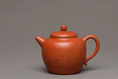 徐亚春紫砂壶 陆轶舟装饰 简练素雅 高旭峰款 线条流畅 全手静月 原矿朱泥