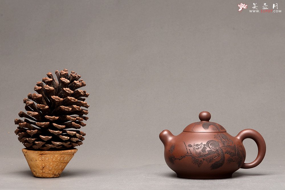 紫砂壶图片：美壶特惠 谭华斌近作 道洪风格之珠韵 刻绘精细生动  - 美壶网