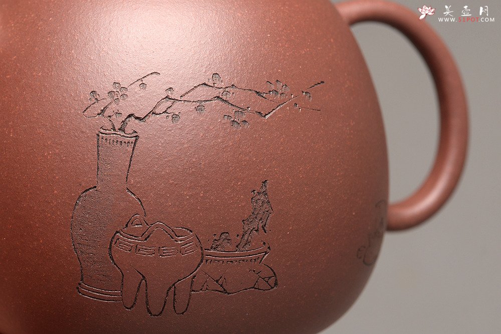 紫砂壶图片：美壶特惠 俞欣荣新品 经典之作 钢管直流~独孔 古拙有味 盉式茗壶  - 美壶网