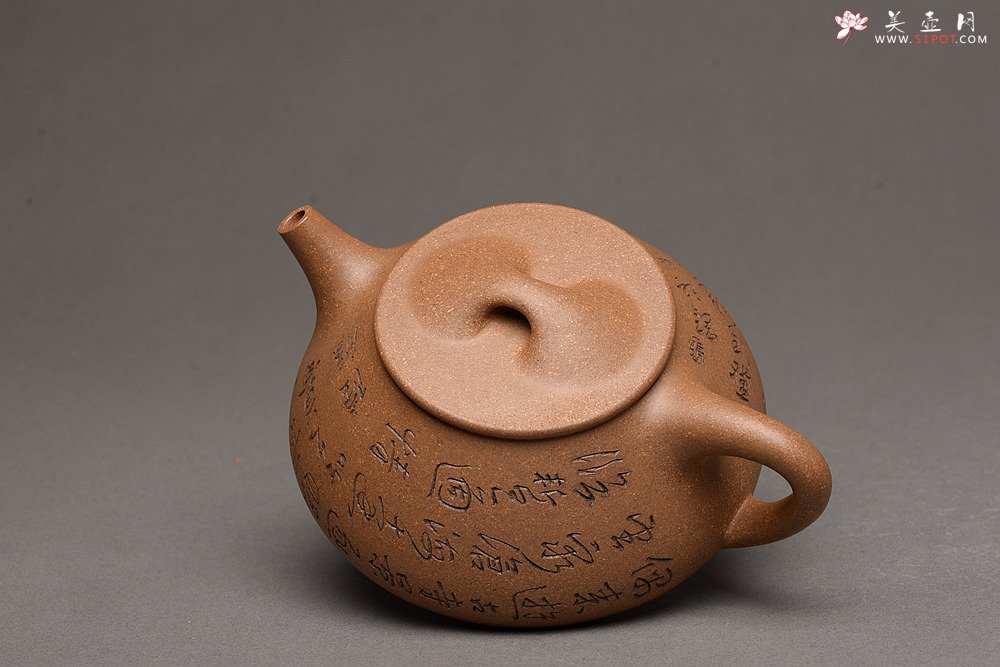 紫砂壶图片：陈进新品 张听刚装饰  雍容华贵 全手大石瓢 - 美壶网