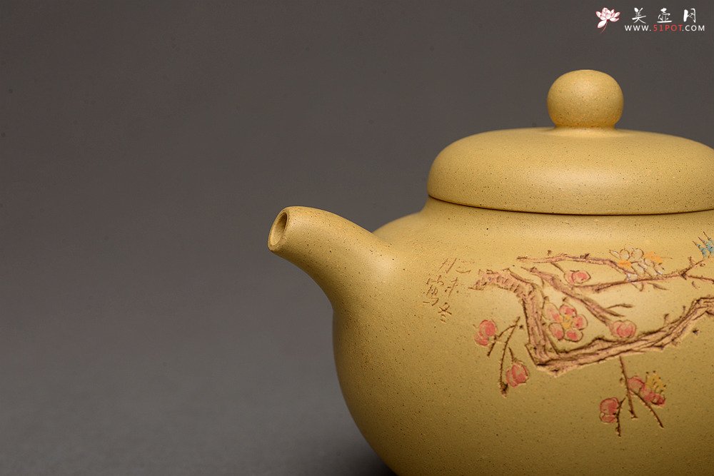 紫砂壶图片：此壶小巧文气 圆润饱满 实用有趣 本山绿圆珠  - 美壶网