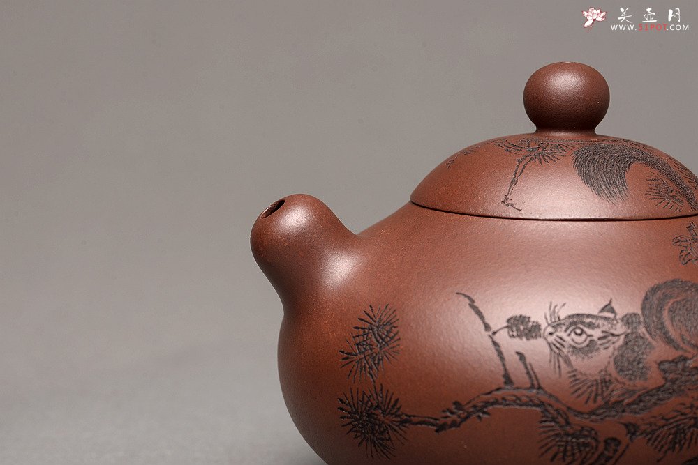 紫砂壶图片：美壶特惠 谭华斌近作 道洪风格之珠韵 刻绘精细生动  - 美壶网
