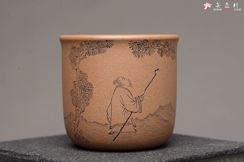 紫砂壶图片：美壶特惠 游心堂主人和知秋合作精刻 高档套组杯 6个一组 送礼自玩佳品~ - 美壶网