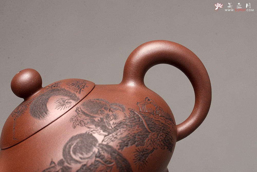 紫砂壶图片：美壶特惠 谭华斌近作 道洪风格之珠韵 刻绘精细生动  - 美壶网