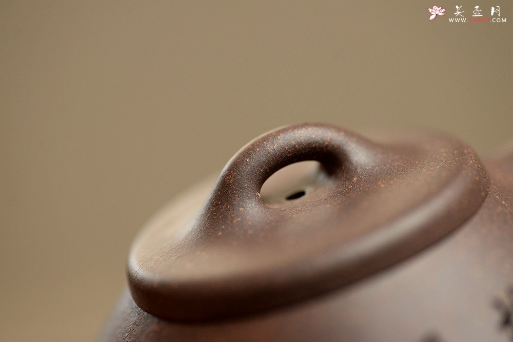 紫砂壶图片：周斌全手新作 摹古石瓢 韵味十足 高温老紫泥 知秋双刀精刻 - 美壶网