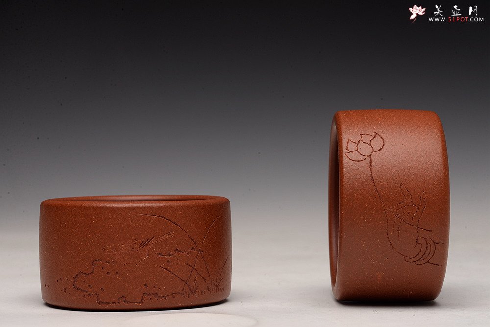 紫砂壶图片：曲峰 扳指杯 以底槽清打底粉降坡泥 精致实用 - 美壶网