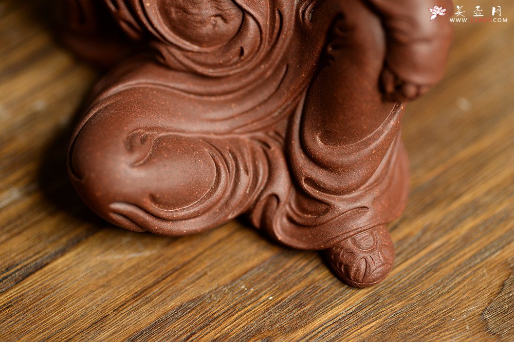 紫砂壶图片：手工雕塑 静~ 自在罗汉 做工精细 廖生塔作品~ - 美壶网