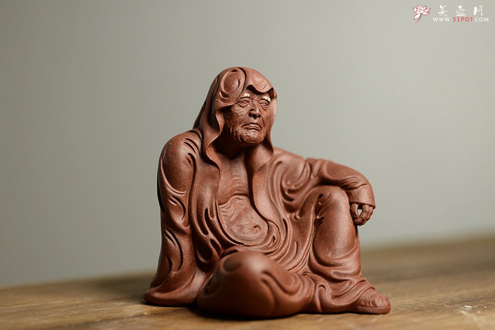 紫砂壶图片：手工雕塑 静~ 自在罗汉 做工精细 廖生塔作品~ - 美壶网