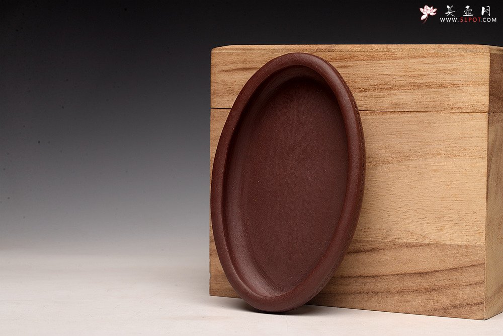 紫砂壶图片：张秋平 菖蒲腰圆小盆 微型盆 全手制作 14*8.5*2.5cm - 美壶网