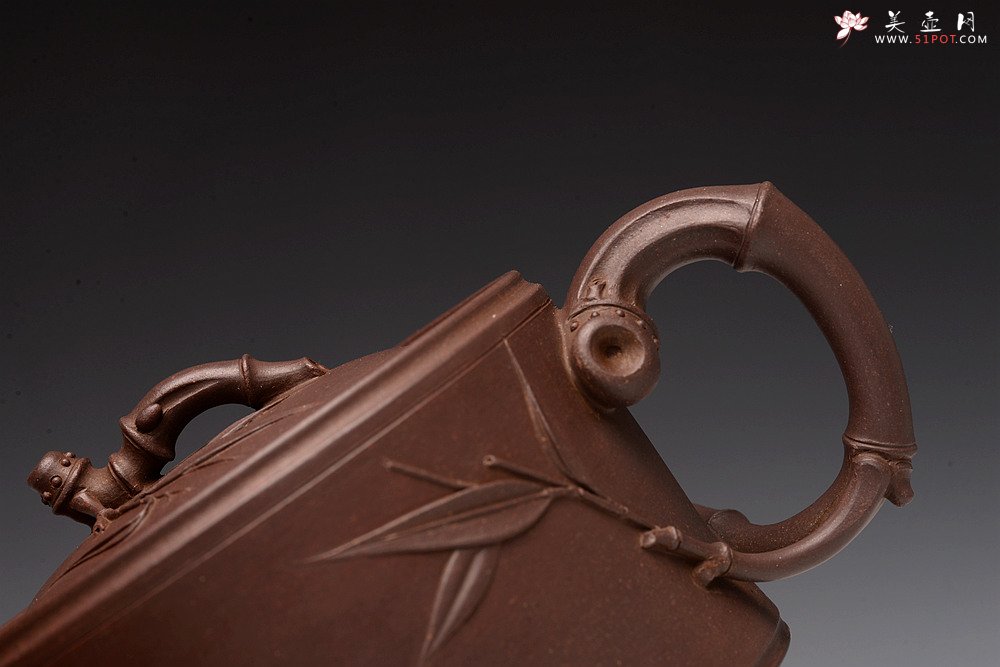 紫砂壶图片：顾正芳丙申春作品 温文尔雅  贴叶精湛 全手竹段  - 美壶网